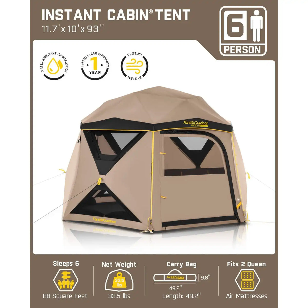 FanttikOutdoor Alpha C6 Ultra Instant Cabin Tent